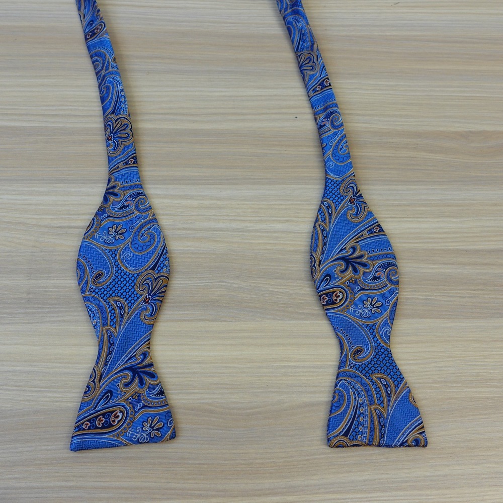 BRUNO PIATTELI Roma Mens Blue Paisley Self Tie Bow Tie Italian Luxury Silk ITALY